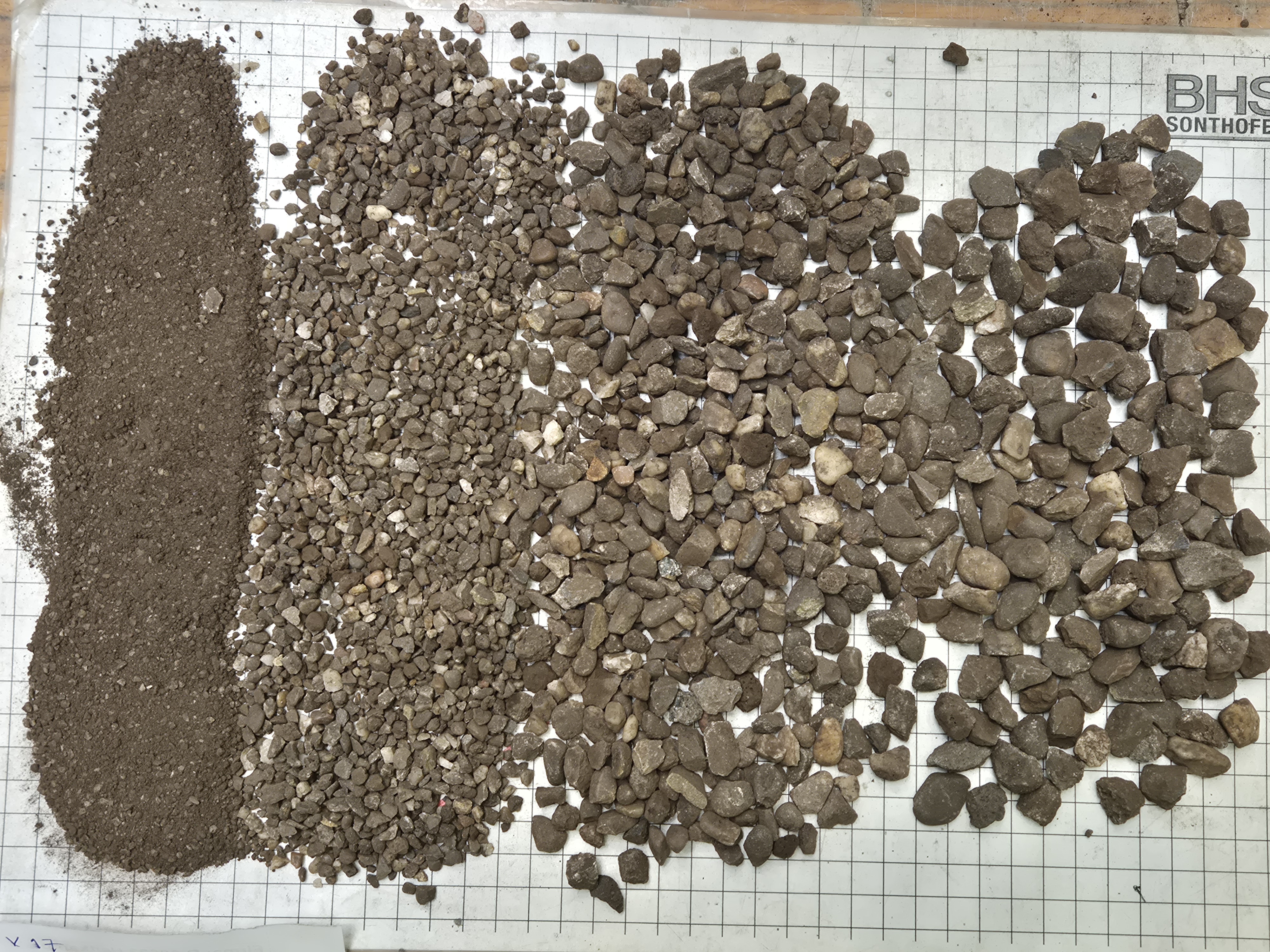 Centrifuge-processed RAP material sieved into different size fractions